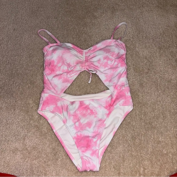 Pink Tie-Dye One-Piece Swimsuit, Size Large - Picture 1 of 5